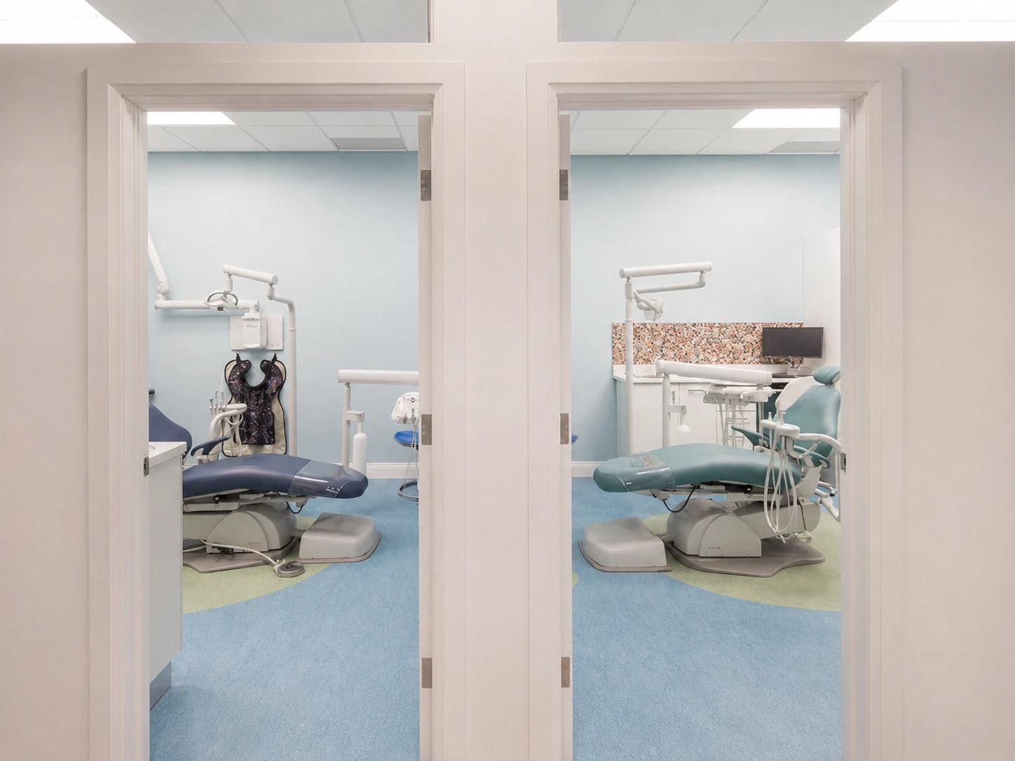 Treatment rooms seen from the hallway